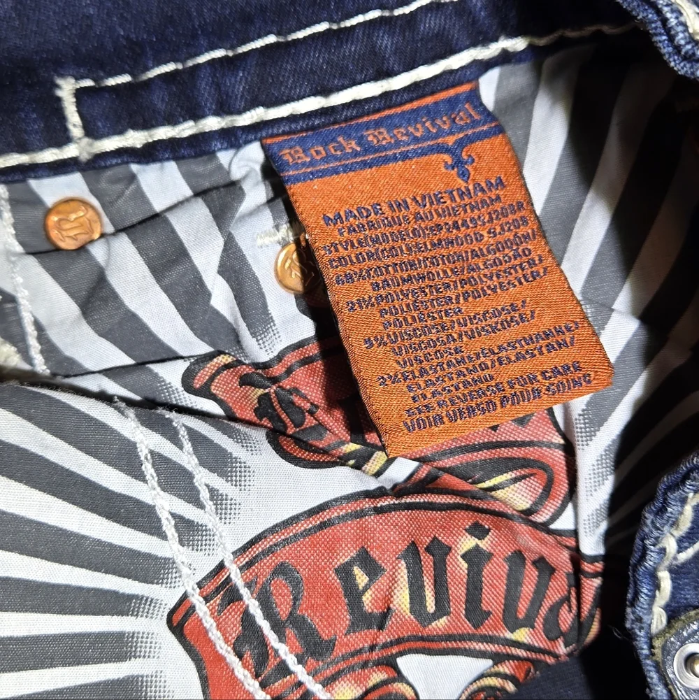 Rock Revival Slim Straight Mens Jeans Size 34 - Picture 5 of 16